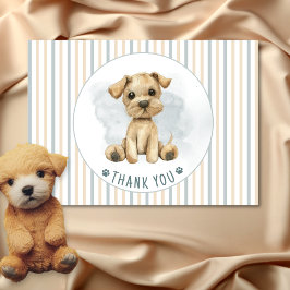 Cute Oh Boy Puppy Blue Baby Shower blank blank Tack Kort