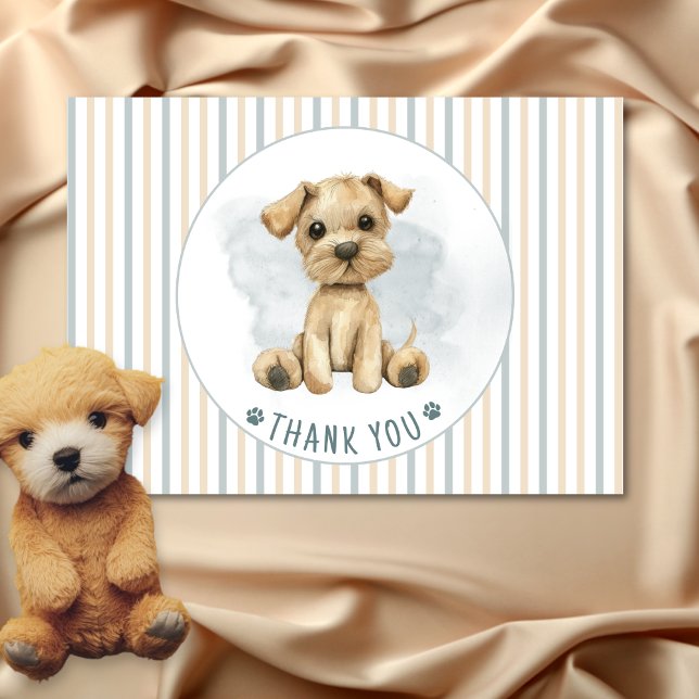 Cute Oh Boy Puppy Blue Baby Shower blank blank Tack Kort (Skapare uppladdad)