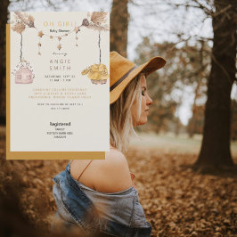 Cute Oh Girl Clothes Baby Shower-inbjudan Inbjudningar