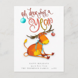 Cute Oh Hjort What A Year Roligt Helgdag Vykort