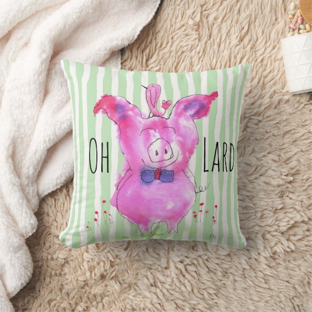 Cute Oh Lard Rosa Gris Dekorativ kudde (Filt)