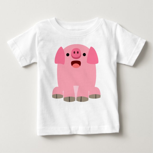 Cute Oinking Tecknad Gris Baby T-Shirt (Framsida)