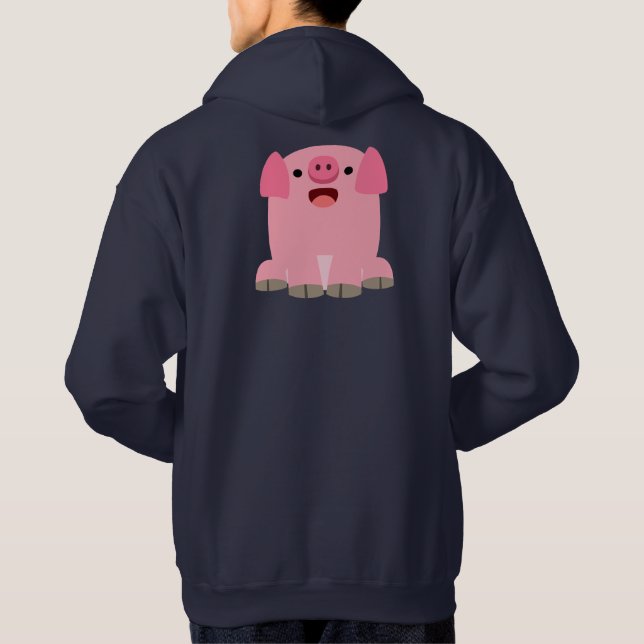 Cute Oinking Tecknad Gris Hoodie (Baksida)