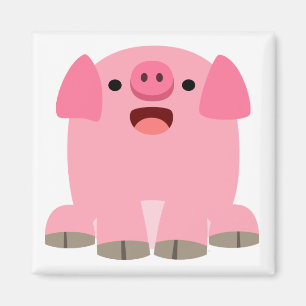 Cute Oinking Tecknad Gris Magnet