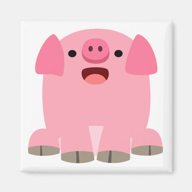 Cute Oinking Tecknad Gris Magnet (Framsidan)