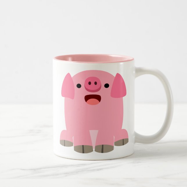 Cute Oinking Tecknad Gris Mugg (Höger)