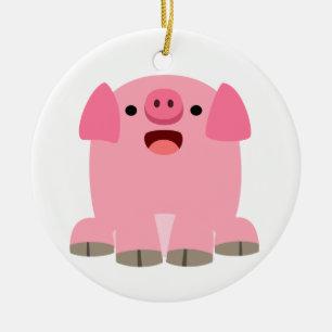 Cute Oinking Tecknad Gris Ornament