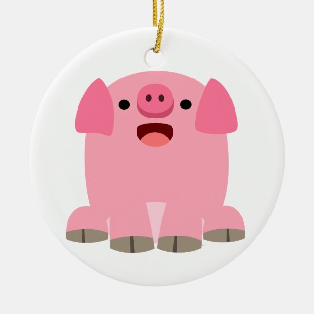 Cute Oinking Tecknad Gris Ornament (Framsidan)