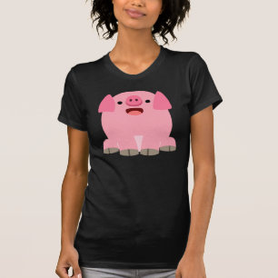 Cute Oinking Tecknad Gris Women T-Shirt