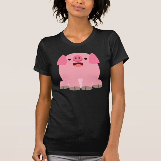 Cute Oinking Tecknad Gris Women T-Shirt (Framsida)