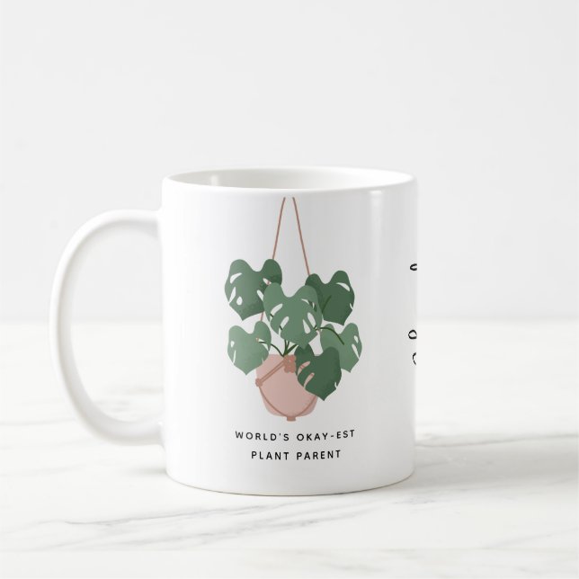 Cute Ok Plant Parent Personlig Kaffemugg (Vänster)