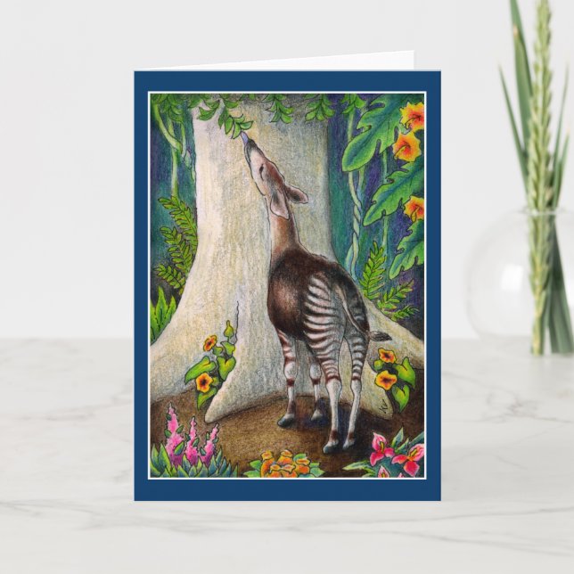 Cute Okapi i Rainforest hälsning eller antecknings Kort (Framsida)