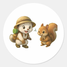 Cute Okojo and Squirrel – Okojo and Friends Illust Runt Klistermärke