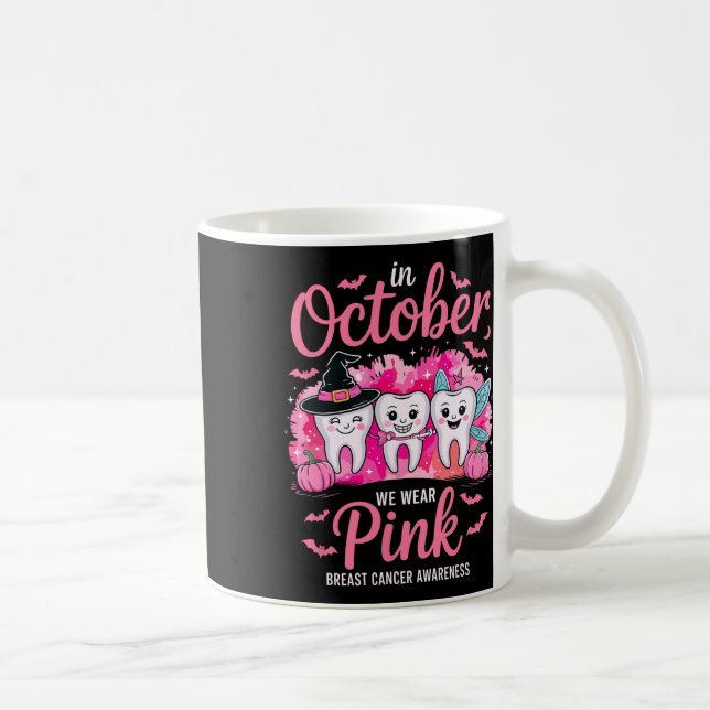 Cute okton Teth Vi Bära Rosa Breast Cancer Supp Kaffemugg (Höger)