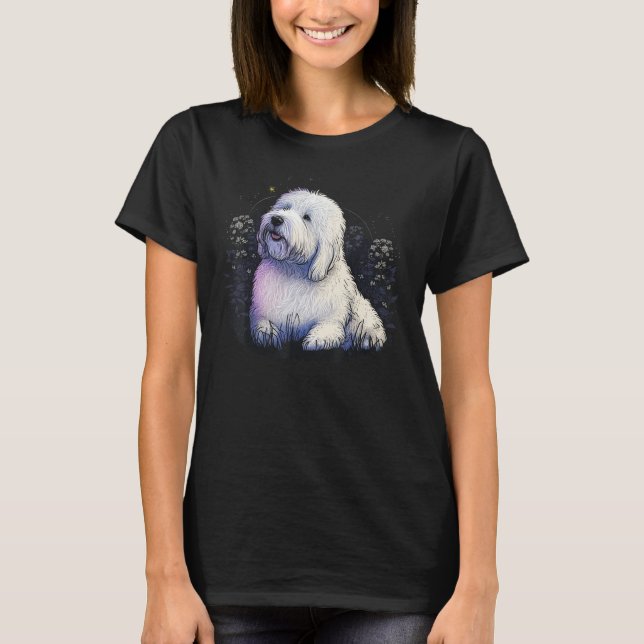 Cute Old English Sheepdog Dog on Bobtail  3 T Shirt (Framsida)