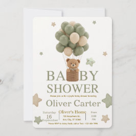 Cute Olive Green Boy Baby Shower Invitation Inbjudningar