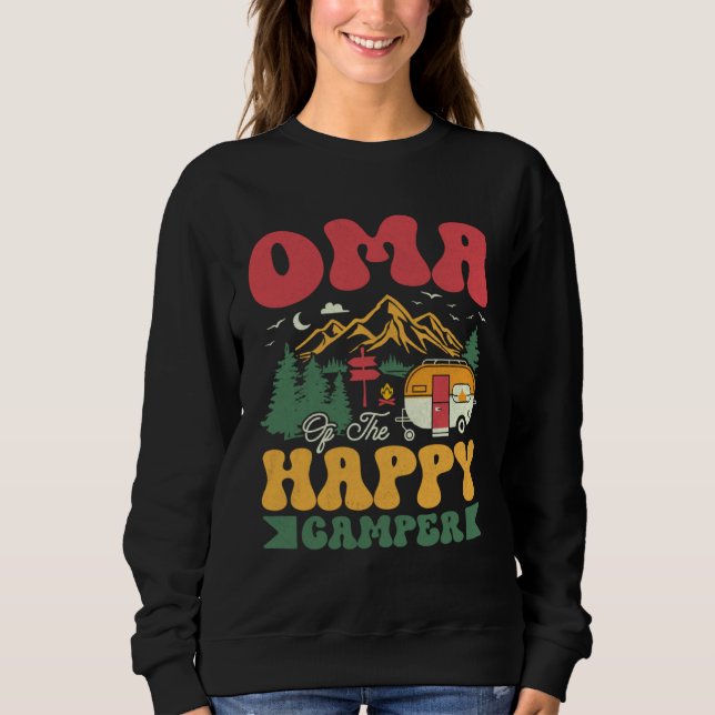 Cute Oma Of The Happy Camper Groovy Camping Trip T Shirt (Framsida)