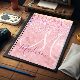 Cute ombre guld faux glitter droppar i ro i monogr anteckningsbok