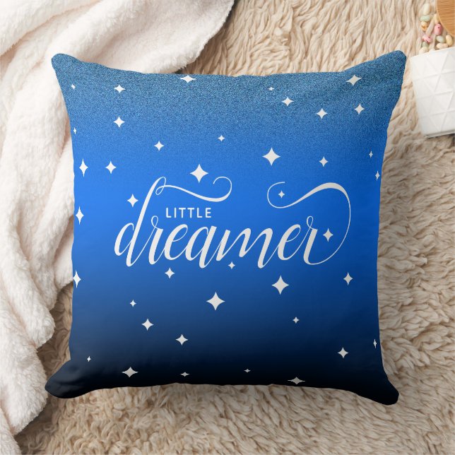 Cute Ombre Midnight Blue Starry Little Dreamer Kudde (Filt)