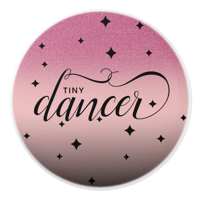 Cute Ombre Rosa Glitter Starry Tiny Dancer Knopp (Framsidan)