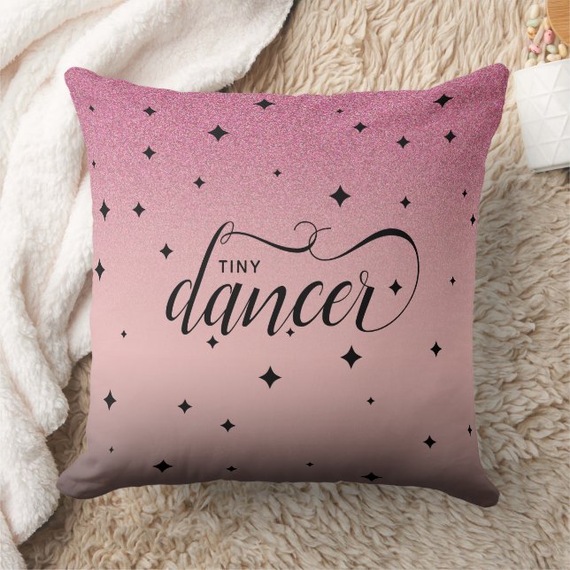 Cute Ombre Rosa Glitter Starry Tiny Dancer Kudde (Filt)