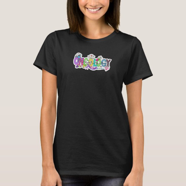 Cute Oncology Nurse Leopard Alphabet Hand Drawn Il T Shirt (Framsida)