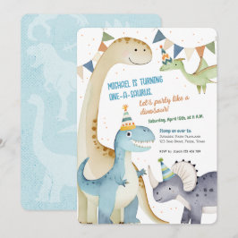 Cute One-A-Saurus Boy 1st Dinomite Party Inbjudningar