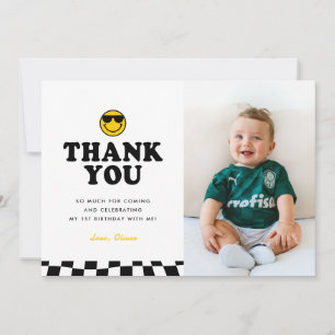 Cute One Coola Lycklig Photo Boy 1st Birthday Tack Kort
