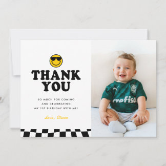 Cute One Coola Lycklig Photo Boy 1st Birthday Tack Kort