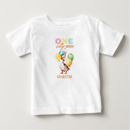 Cute One Fånig Goose Girl Rosa 1:a födelsedagen T Shirt