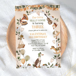 Cute One Fånig Goose Vintage Boy Girl Birthday Inbjudningar