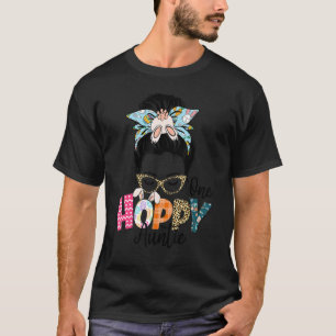 Cute One Hoppy Auntie Messy Bun Bunny Påsk Dag 2 T Shirt