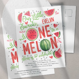 Cute One i Melon, Flicka, 1:a födelsedag Inbjudan Vykort