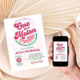 Cute One i Melon Watermelon Första födelsedag Inbjudningar