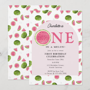 Cute One i Melon Watermelon Sommardag Inbjudningar