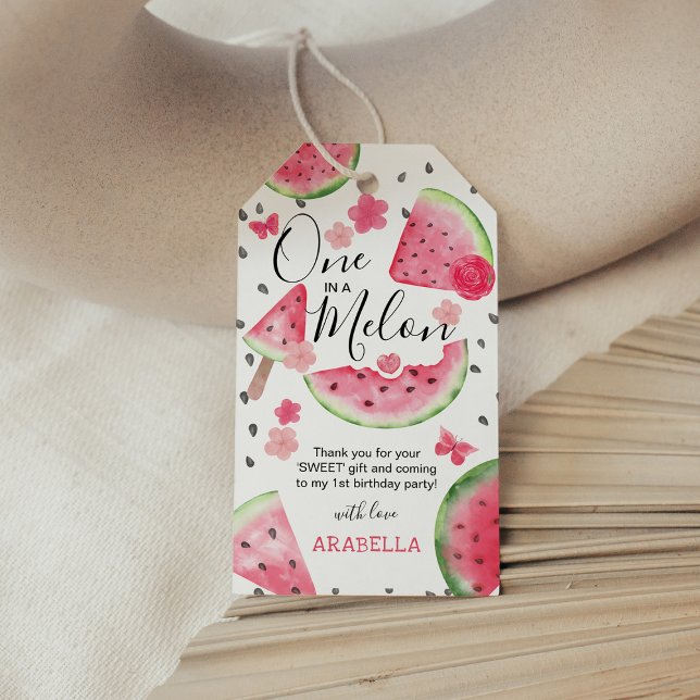 Cute 'one in a melon' 1st Birthday Tack Presentetikett (Skapare uppladdad)