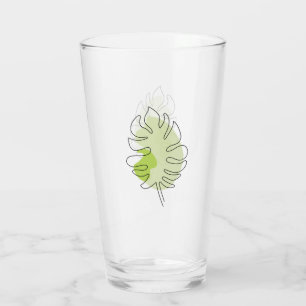 Cute one line art tropical enstaka foliage grönt glaskopp