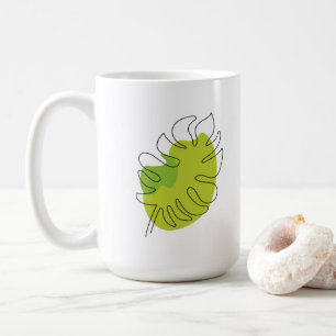 Cute one line art tropical enstaka foliage kaffemugg