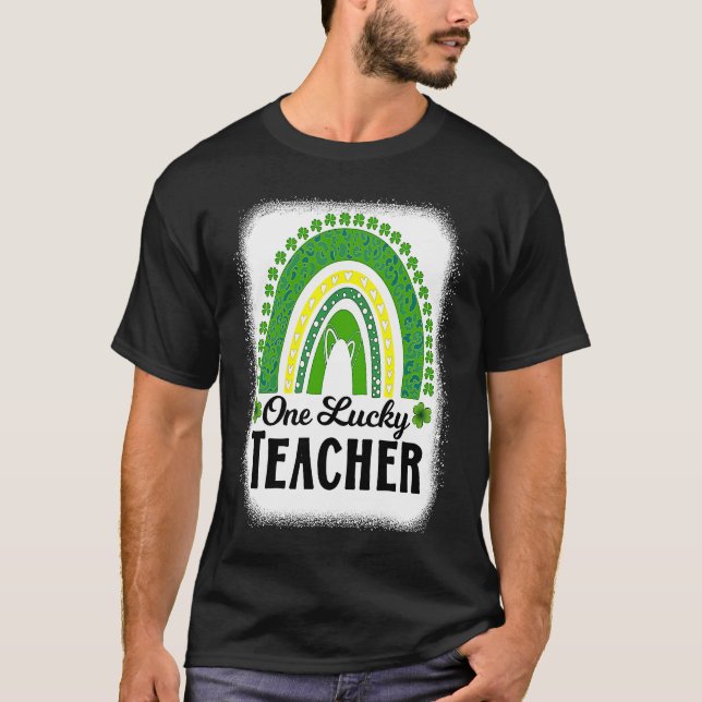 Cute One Lucky Teacher Rainbow St Patrick's Day Bl T Shirt (Framsida)
