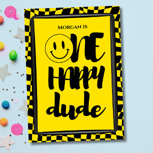Cute One Lycklig, kolla bojor första födelsedagen Inbjudningar