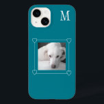 Cute One Photo Hund Single Initial Teal Grönt<br><div class="desc">Den här söta telefonväskan har Olive, en vacker labradoblandning. Foto och initial är anpassade.</div>