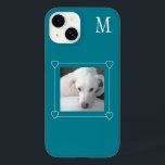 Cute One Photo Hund Single Initial Teal Grönt<br><div class="desc">Den här söta telefonväskan har Olive,  en vacker labradoblandning. Foto och initial är anpassade.</div>