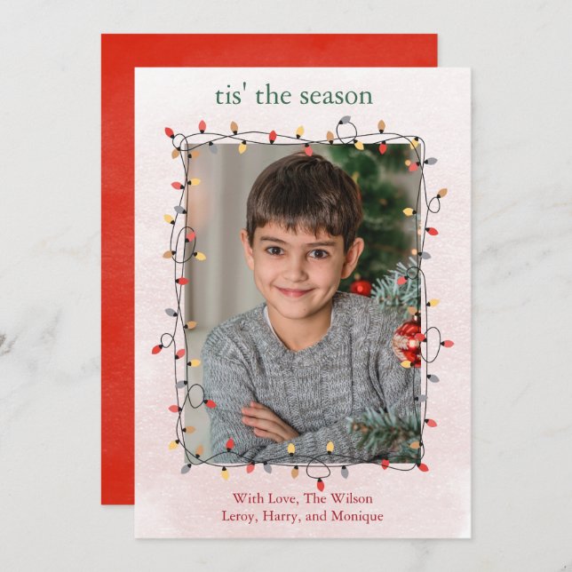 Cute One Photo String Ljus jul Julkort (Fram/baksida)