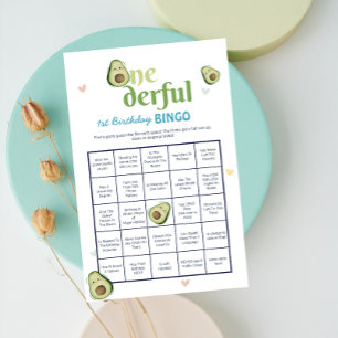 Cute Onederful Avocado 1:a födelsedagen Bingo-spel