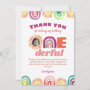 Cute ONEderful Rainbow Första födelsedag Tack Kort
