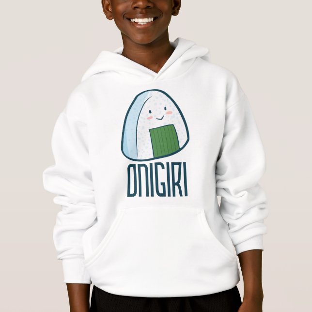Cute Onigiri Hoodie T Shirt (Framsida)