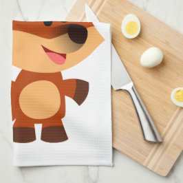 Cute Onocent Tecknad Fox Kitchen Towel Kökshandduk