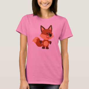 Cute Onocent Tecknad Fox Women T-Shirt