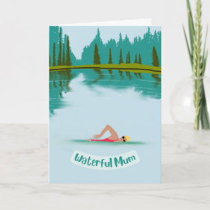 Cute Open Vatten Swimming Nature Mors dag Kort