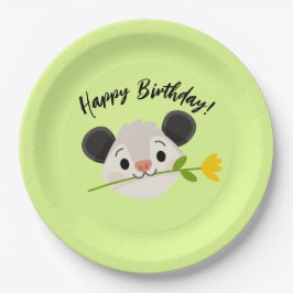 Cute Opossum Head with Flower, “Happy Birthday!”